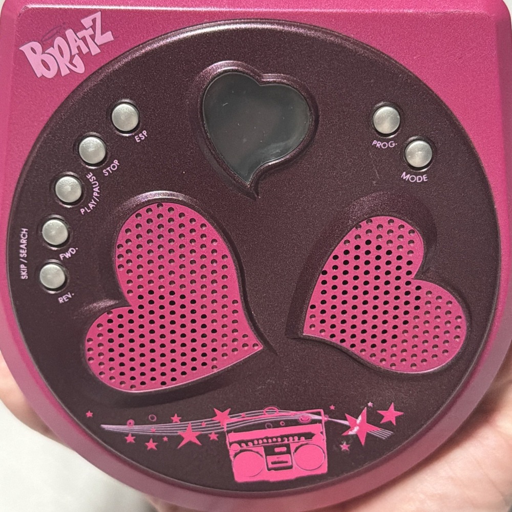 Vintage BRATZ Plugged In Portable CD Player Pink/Purple Metallic Tested & Workin